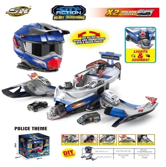 Snapkid Helmet Transforms Racetrack Playset, Blue - SK-637JB - Image 2