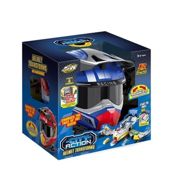 Snapkid Helmet Transforms Racetrack Playset, Blue - SK-637JB