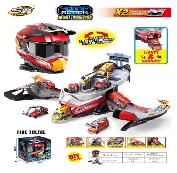 Snapkid Helmet Transforms Racetrack Playset, Red - SK-637XB - Image 2