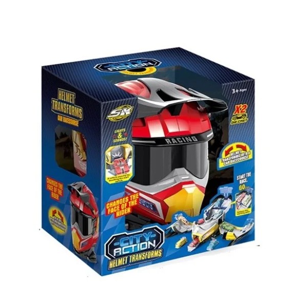Snapkid Helmet Transforms Racetrack Playset, Red - SK-637XB