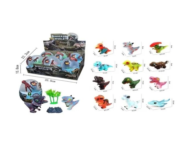 Pocket Toys Dinosaur World Transparent Dino Eggs, Assorted 6pcs - 929-174