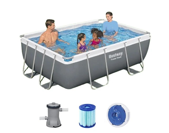 Bestway Power Steel Rectangular Frame Pool, 2.82m x 1.96m x 84cm - 56629