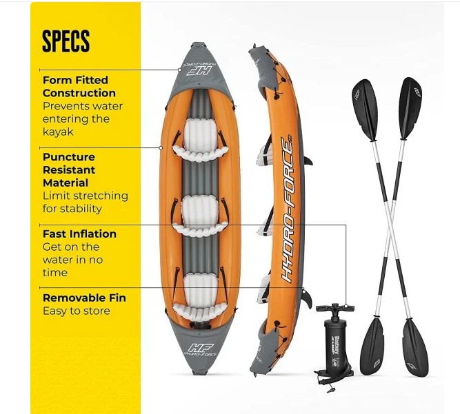 Bestway Hydro-Force 3 Person Inflatable Kayak Set, 3.81m x 1.00m - 65132 - Image 2