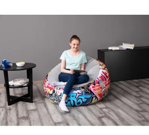 Bestway Inflate-A-Chair Graffiti Air Chair, 1.12m x 1.12m x 66cm - 75075 - Image 2