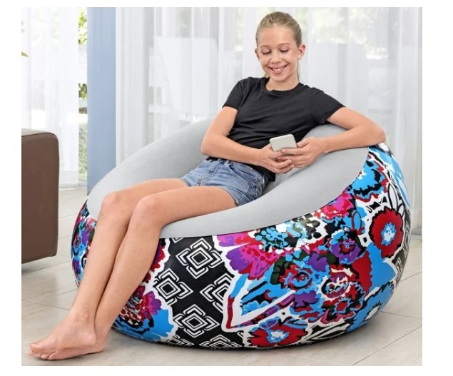 Bestway Inflatable Armchair Single Chair, Multicolour, 1.12m x 1.12m x 66cm - 75111 - Image 3