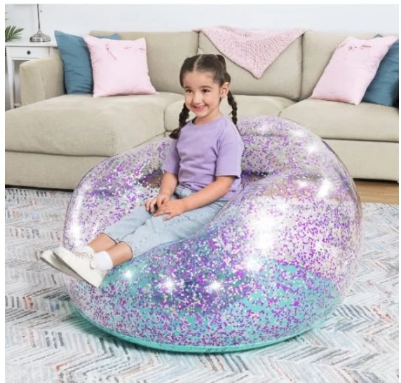 Bestway Glitter Dream Inflate-A-Chair Kids Air Chair, 1.14m x 1.12m x 66cm - 75115 - Image 2
