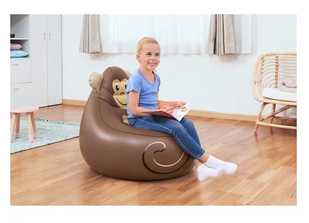 Bestway Cozy Critters Inflatable Armchair, 72cm x 72cm x 64cm, Monkey - 75116-02 - Image 3