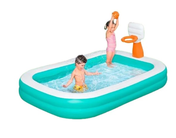 Bestway Dunk n' Splash Inflatable Family Pool with Basketball Hoop, 2.51m x 1.68m x 1.02m - 54445